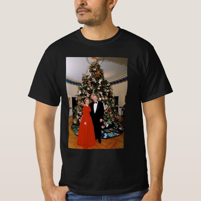 Camiseta Natal do Presidente dos EUA Bill Clinton & Hillary (Frente)