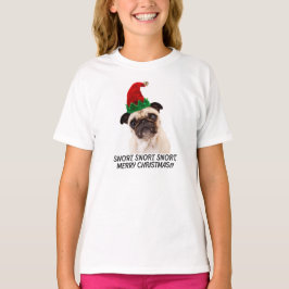 CAMISETA NATAL DO PUG. SNORT DO SNORT DO SNORT. FELIZ