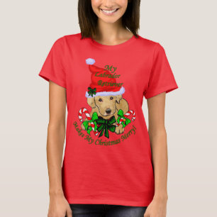 Camiseta Natal do Puppy com Laboratório Amarelo