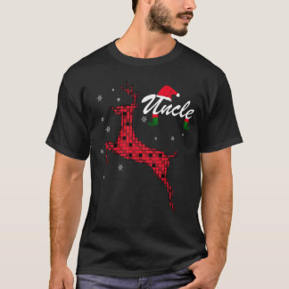 Camiseta Natal do tio Rena Xadrez Feriado Família