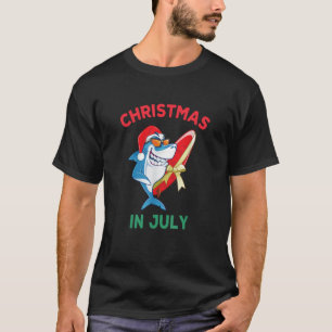Camiseta Natal Do Tubarão Em Julho De Férias De Verão Homen