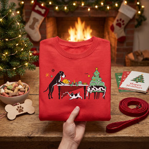 Camiseta Natal Dogue Alemão Bulldogue Francês Diversão