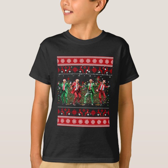 Camiseta Natal Donald Trump Presidente 2024 Dançar Funn (Frente)