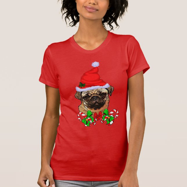 Camiseta Natal dos Amantes de Pug (Frente)