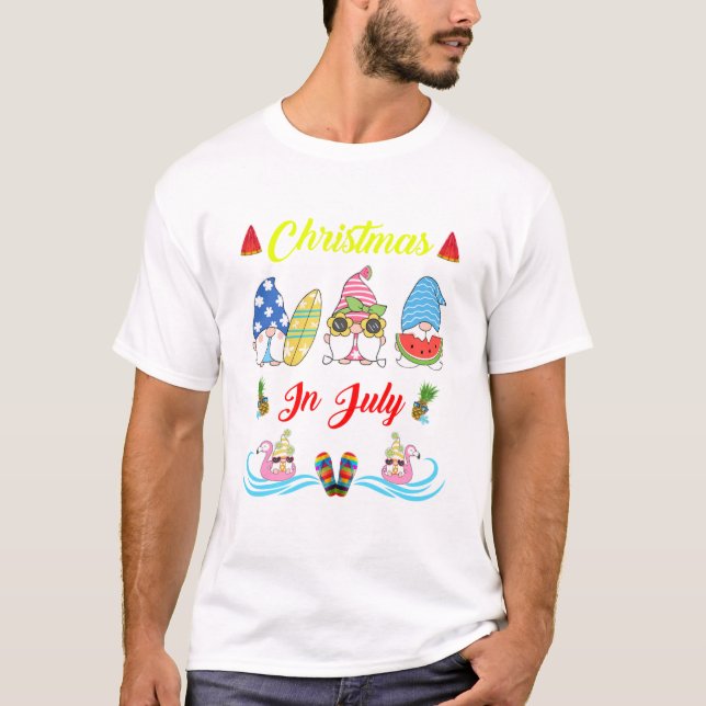 Camiseta Natal Dos Gnomos No Verão De Julho (Frente)