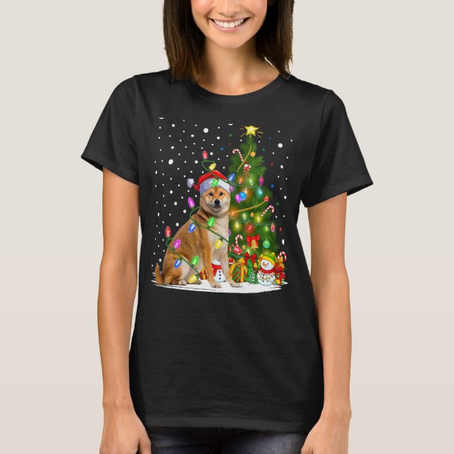 Camiseta Natal dos Papais noeis de iluminação da árvore Shi (Frente)