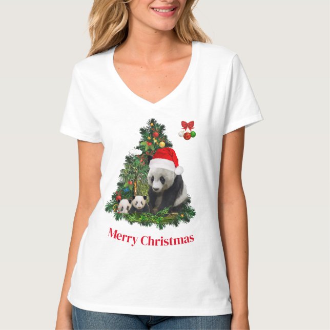 Camiseta Natal dos Ursos Panda (Frente)