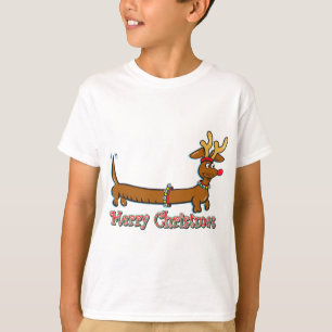 Camiseta Natal Doxie da rena
