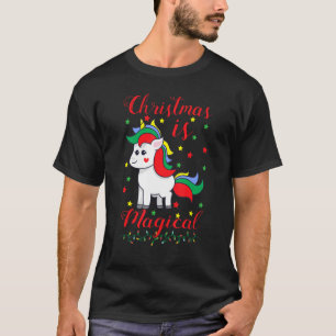 Camiseta Natal é Feriado mágico do Unicórnio Xmas Pajama