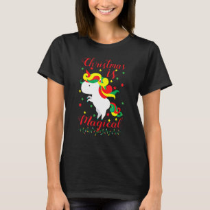 Camiseta Natal é Feriado mágico do Unicórnio Xmas Pajama
