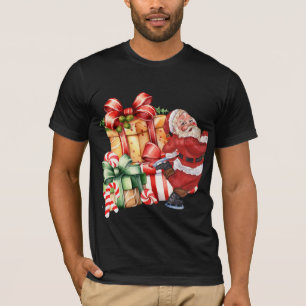 Camiseta Natal em Aquarela Vintage com Papai Noel Patinando