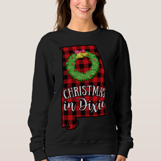 Camiseta Natal em Dixie Alabama Buffalo Red Xadrez Sul (Frente)