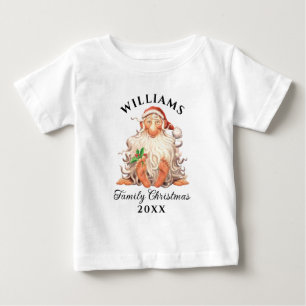 Camiseta Natal em Família com Papai Noel Antigo com Nome e
