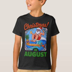 Camiseta Natal Em Férias De Verão De Agosto Papais noeis En