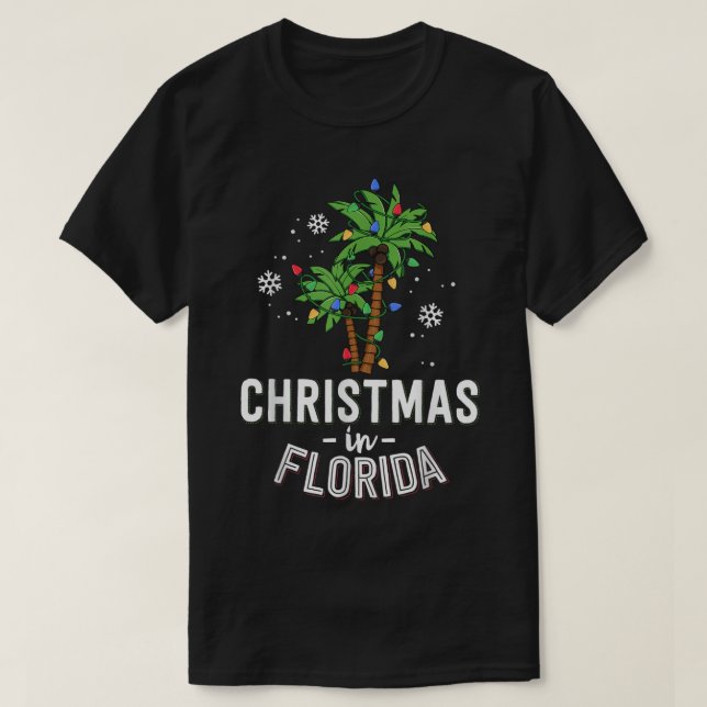 Camiseta Natal Em Flórida A Família Palm Trees Va (Frente do Design)