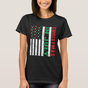 Camiseta Natal Em Julho Bandeira Americana Xmas Patriótico
