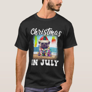 Camiseta Natal em julho Cachorro Lover Xmas Engraçado Pug M