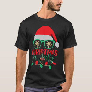 Camiseta Natal Em Julho Chapéu De Papai Noel Óculos De Sol