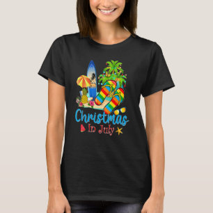 Camiseta Natal Em Julho Chinelos Férias De Verão Praia