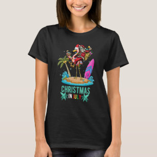 Camiseta Natal Em Julho Cocktails Flamingo Papais noeis