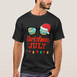 Camiseta Natal em julho com óculos de sol santa hat para nó
