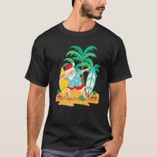 Camiseta Natal Em Julho Dabbing Papais noeis Tropical Beach