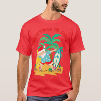 Camiseta Natal em julho Dabbing Papais noeis Tropical Beach
