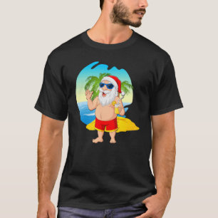 Camiseta Natal Em Julho De 2022 Papais noeis Verão De Praia