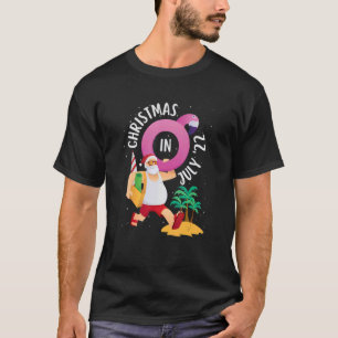 Camiseta Natal Em Julho De 2022 Santa Claus Flamingo Palm