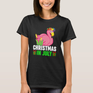 Camiseta Natal Em Julho De Flamingo Papais noeis Xmas Féria