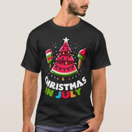 Camiseta Natal Em Julho De Melancia De Verão Árvore De Pico
