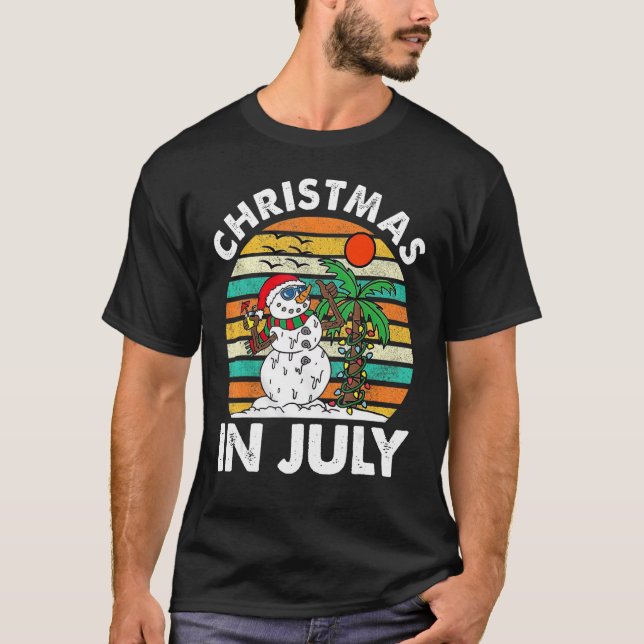 Camiseta Natal Em Julho Derretendo Snowman Beach Summer Ret (Frente)