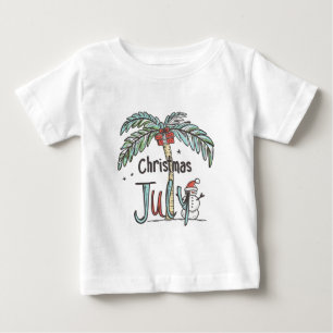 Camiseta Natal em Julho Design de Boneco de Neve Tropical d