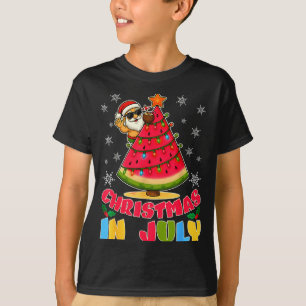 Camiseta Natal em julho divertido Papai Noel melancia árvor