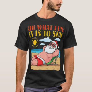Camiseta Natal em julho Engraçado Santa Hat Sunglass Sumam
