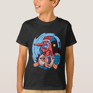 Camiseta Natal Em Julho Engraçado Santa Surfando Havaiano