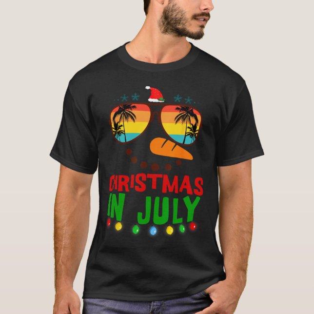 Camiseta Natal Em Julho Engraçado Snowman Beach Summer Hawa (Frente)