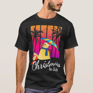 Camiseta Natal Em Julho Engraçado Snowman Summer Beach Vaca