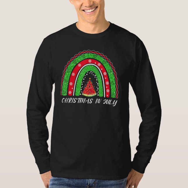 Camiseta Natal Em Julho Férias De Verão Melancia Rainb (Frente)