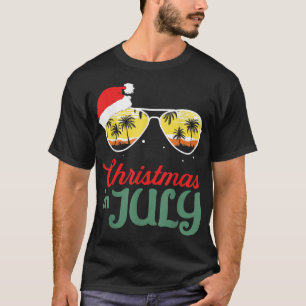 Camiseta Natal em julho Férias de Verão Óculos de sol com