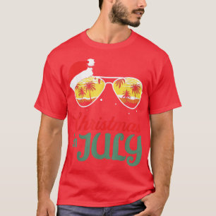 Camiseta Natal em julho Férias de Verão Óculos de sol com