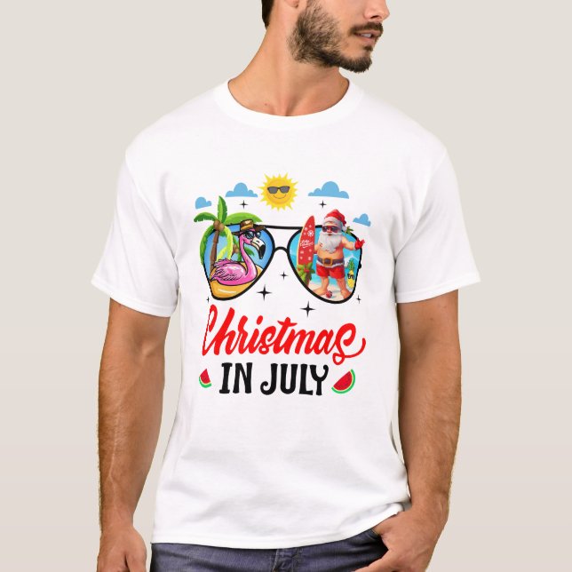 Camiseta Natal Em Julho Férias De Verão Papais noeis De Ócu (Frente)