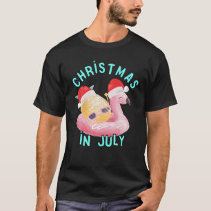 Camiseta Natal Em Julho Festa De Piscina Flamingo Pineapple