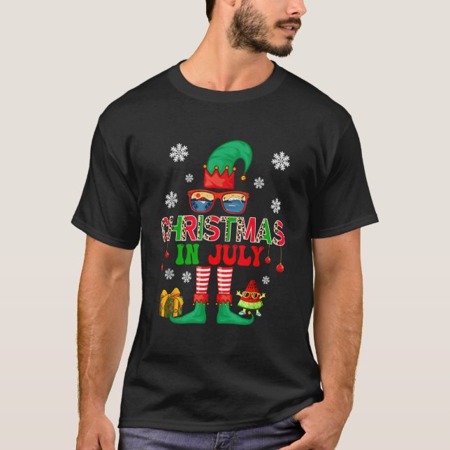 Camiseta Natal Em Julho Figurino Elf Sunglass Beach Lov (Frente)