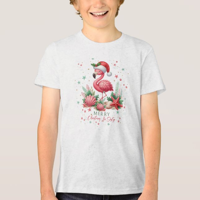 Camiseta Natal em julho Flamingo (Frente)