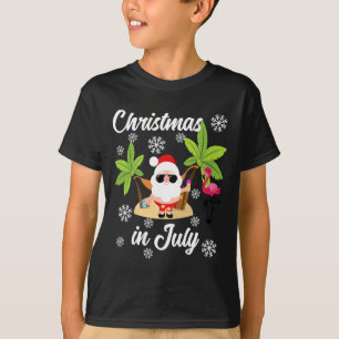 Camiseta Natal Em Julho Flamingo E Amante Havaiano