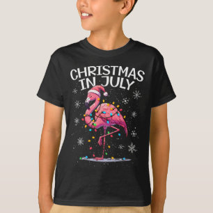 Camiseta Natal Em Julho Flamingo Papai Noel Verão Xmas Mulh