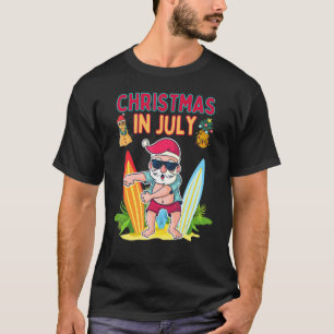Camiseta Natal Em Julho Flossin Papais noeis Hawaii Surfer