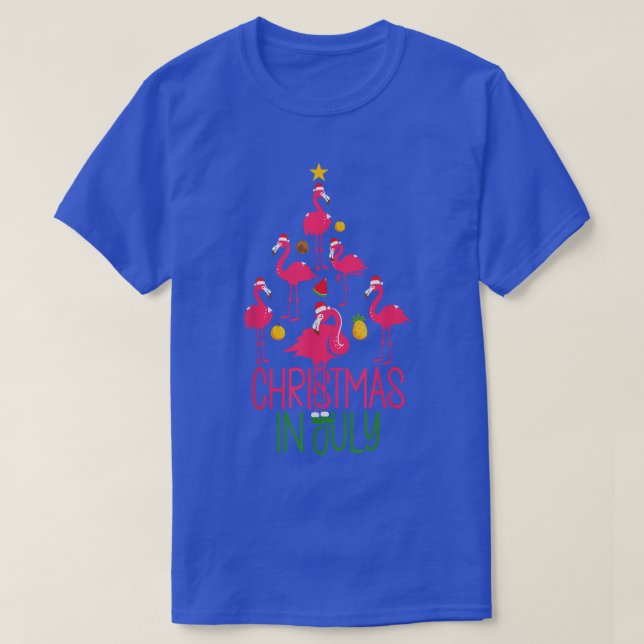 Camiseta Natal Em Julho Fofo Flamingo (Frente do Design)