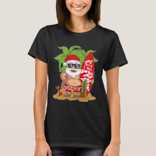 Camiseta Natal Em Julho I Papai Noel Havaiano Surfando I Na